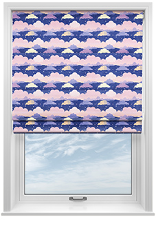Cloudy Cosmos, Purple Twilight - Twist&Fit Roman Blind